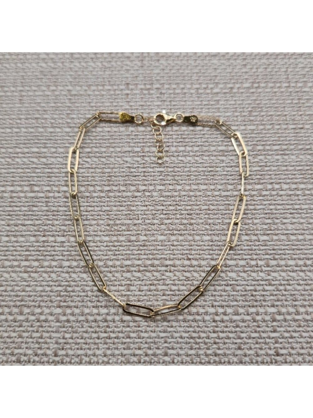 9+1 Inch 925 Sterling Silver Gold Plated Paperclip Link Chain Ankle Bracelet A89